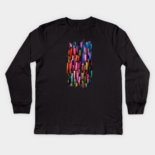 Colorful Brushstrokes Multicolored Black Kids Long Sleeve T-Shirt